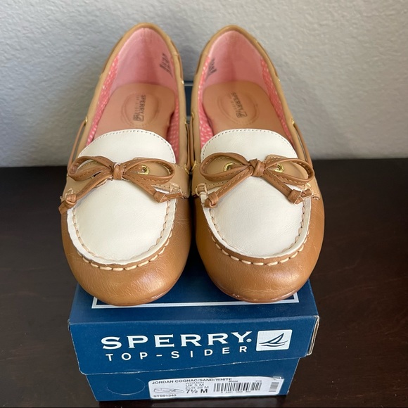 Sperry Top-Sider Cognac & Sand Jordan Leather Boat Shoes, Size 7.5 M - Picture 8 of 9